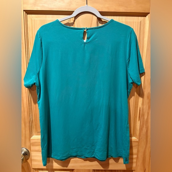 Talbots Teal back key hole button closure Women's Top 1X - Picture 2 of 9